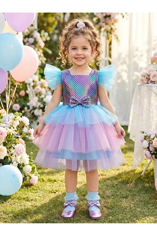 Детское платье для девочек с принтом Mermaid Stage Show Party Baby Clime, Multicolor