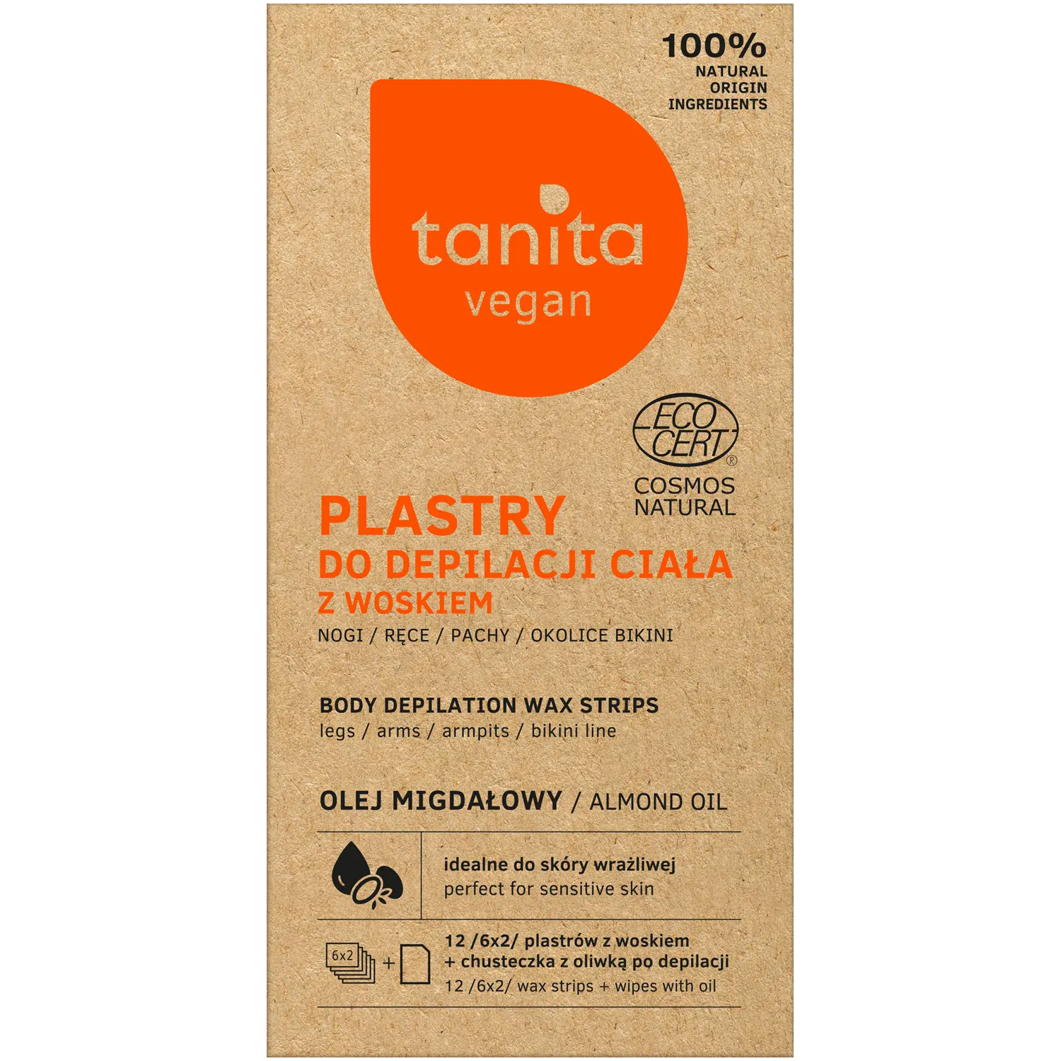 

Tanita Vegan восковые полоски для депиляции тела, 12 шт/уп