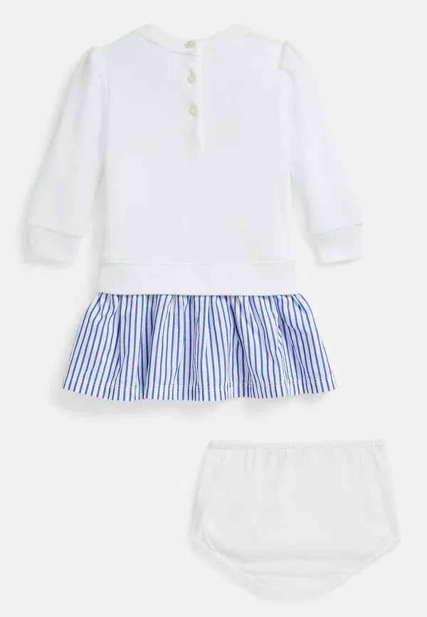 Комплект из платья и ползунков с принтом, модели Polo bear fleece dress & bloomer set, Polo Ralph Lauren, white, белый — фото 2