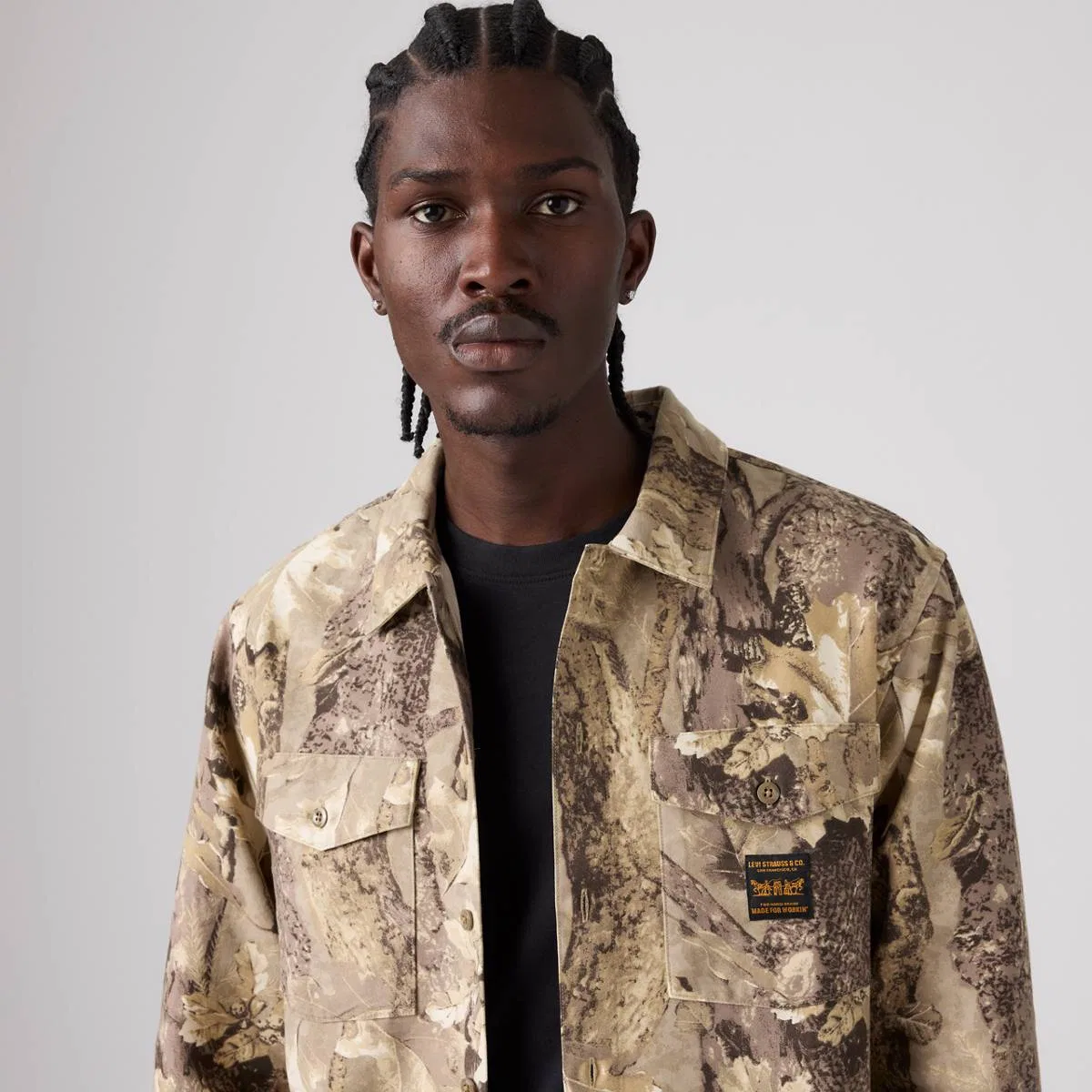 Свободная рабочая рубашка с длинными рукавами Levi's, Tex Forest Camo Gravel - White — фото 2