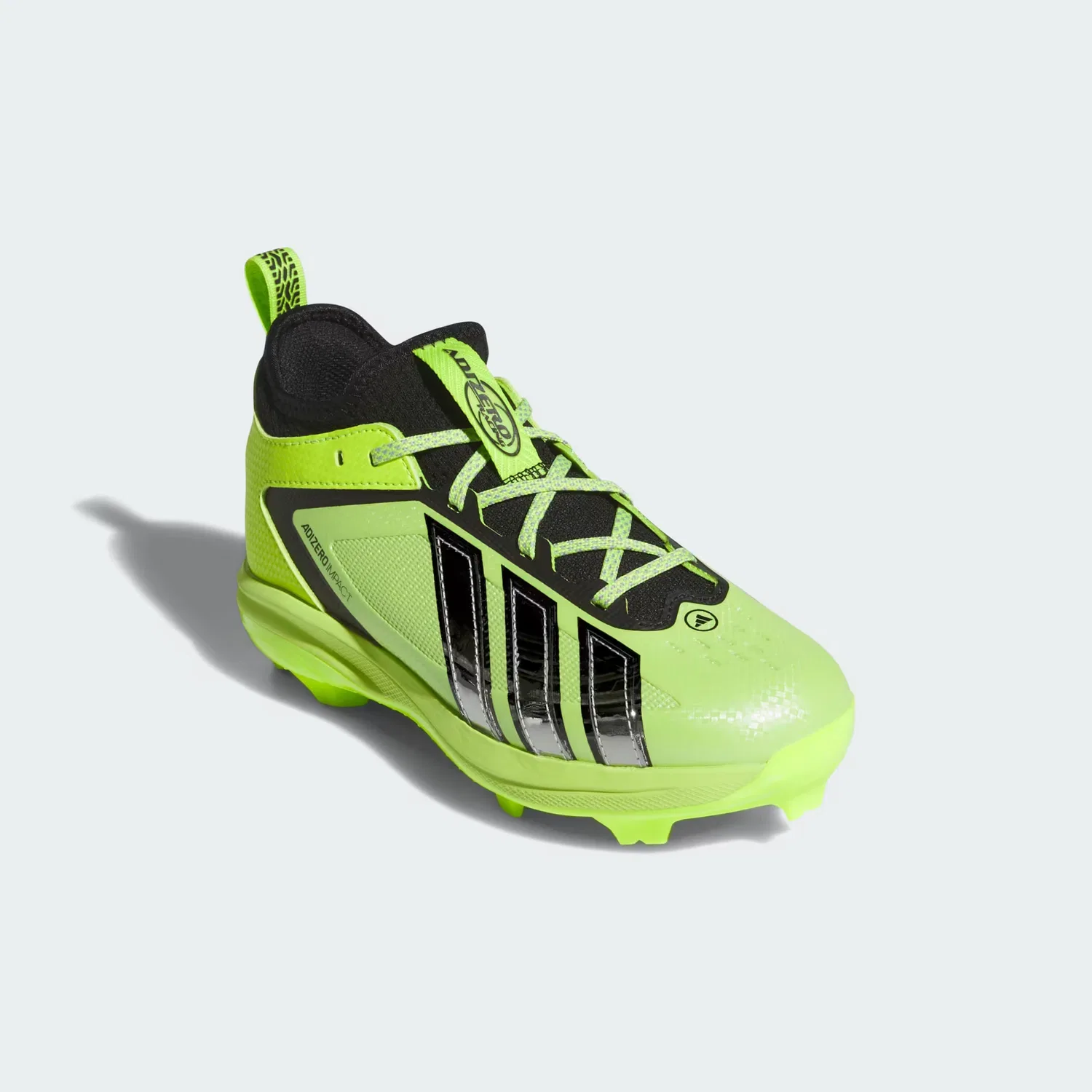 Детские бейсбольные шиповки с низким профилем Adizero Impact 3.0 TPU Adidas Performance, Solar Slime/Silver Metallic/Core Black — фото 4