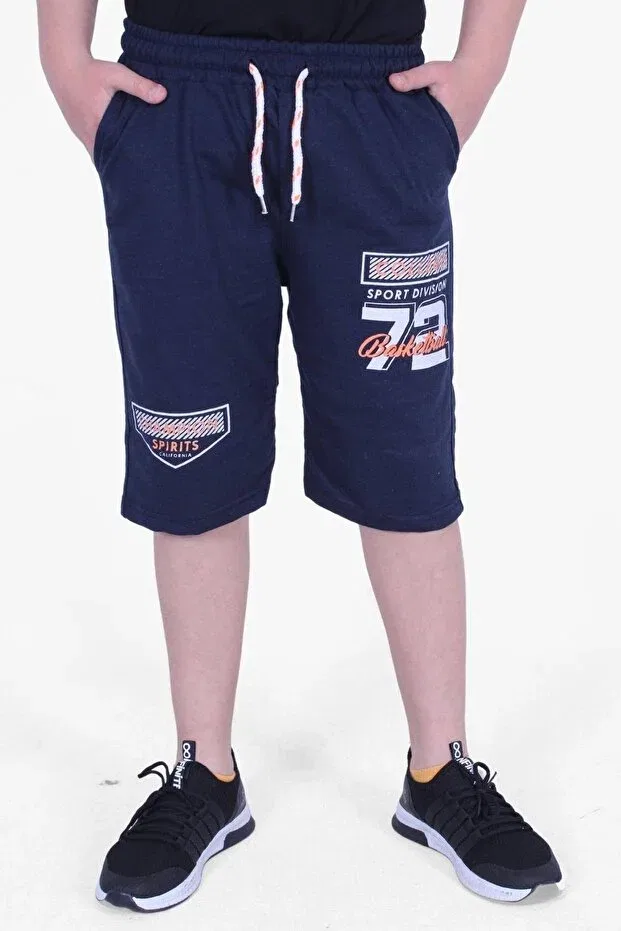 Детские шорты для мальчиков с графическим принтом Fyk Kids, Navy Blue — фото 4
