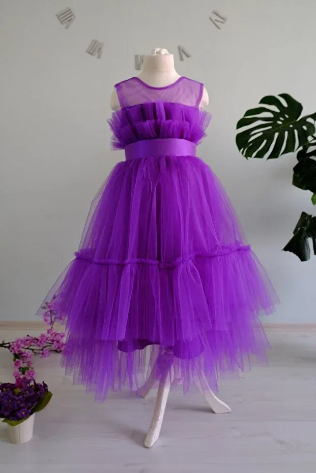 Детское платье для девочек сатиновое Melis Çocuk, Purple — фото 4