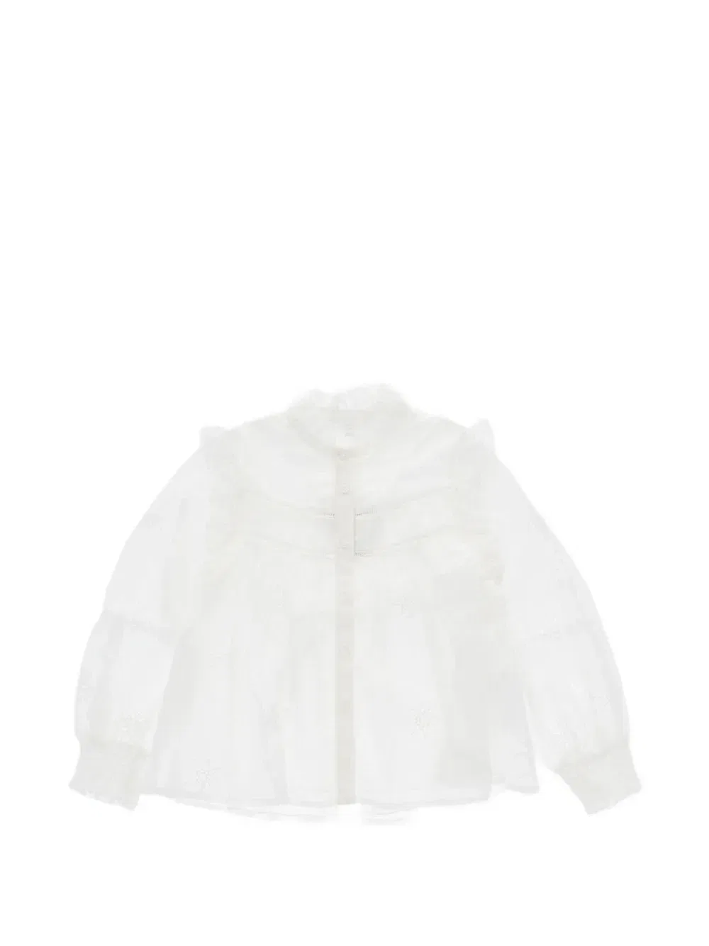 Блузка с оборками и перфорацией Chloe Kids, белый