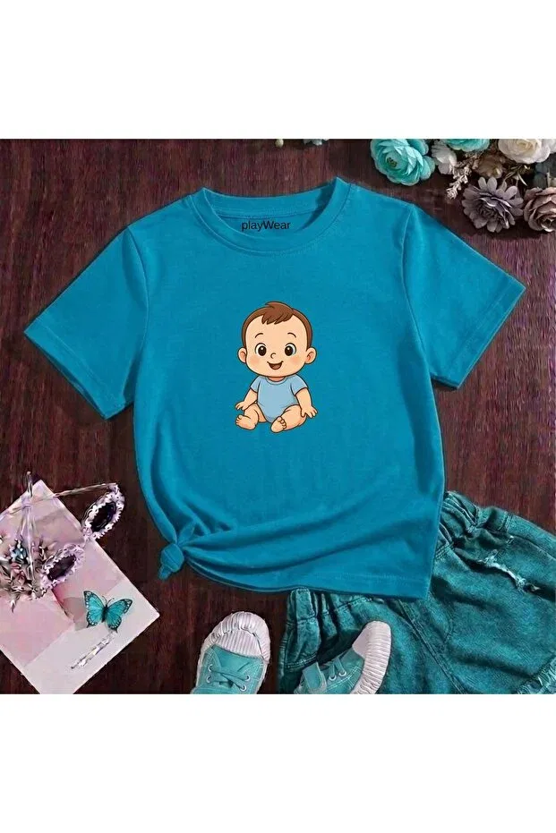 Детская футболка с принтом Playwear, Turquoise
