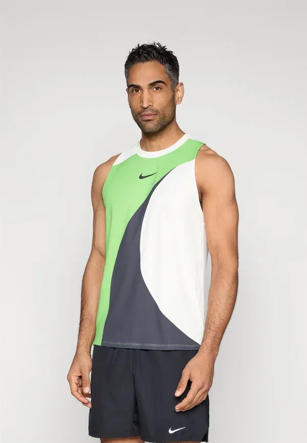 Топ теннисный Nikecourt Advantage Slam Tank Print, Nike Performance, Sail/Mean Green/Black, черный/зеленый