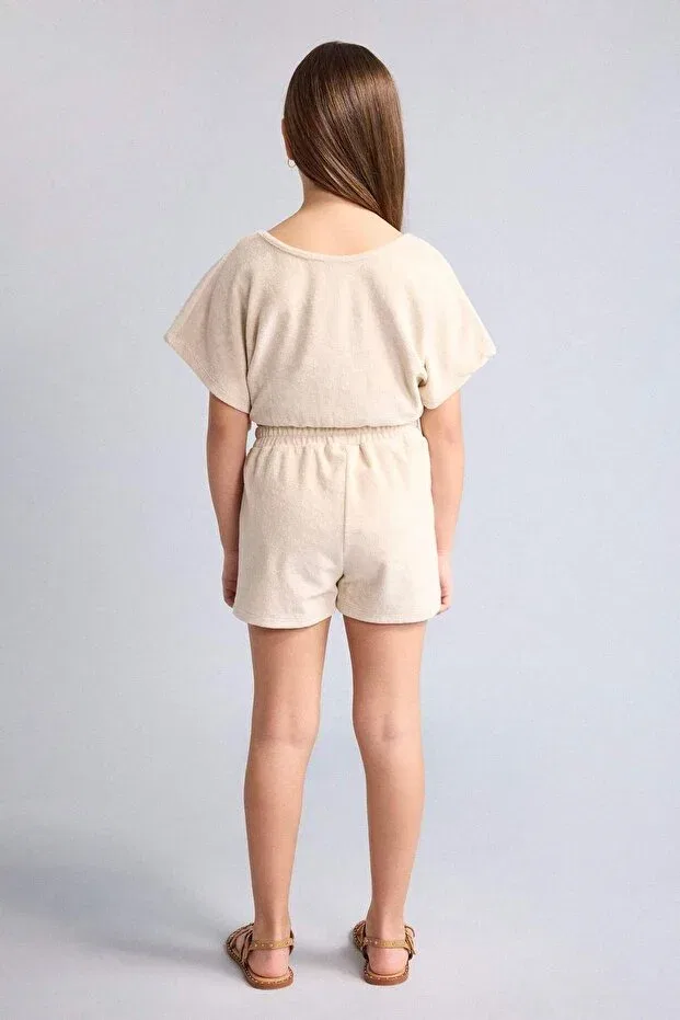 Детские шорты для девочек хлопковые Defacto, Beige — фото 3