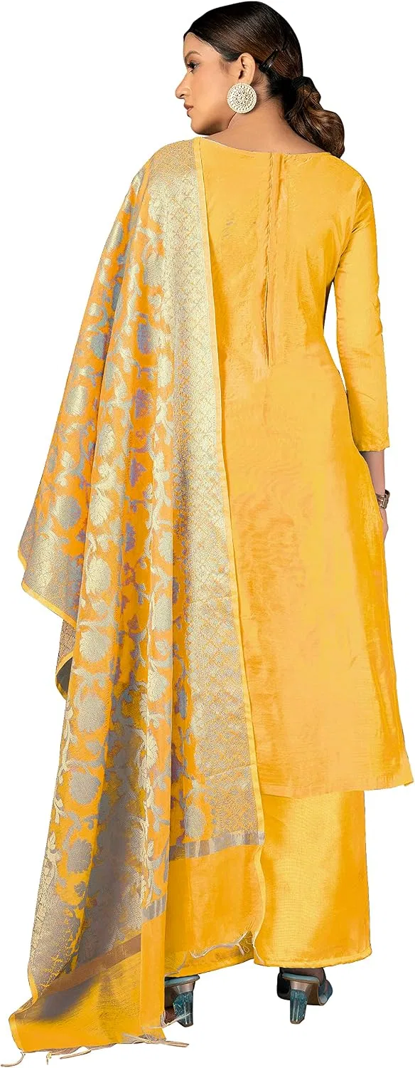 Женский сальвар-камиз с дизайнерским воротником DIVA COUTURE, Yellow — фото 4