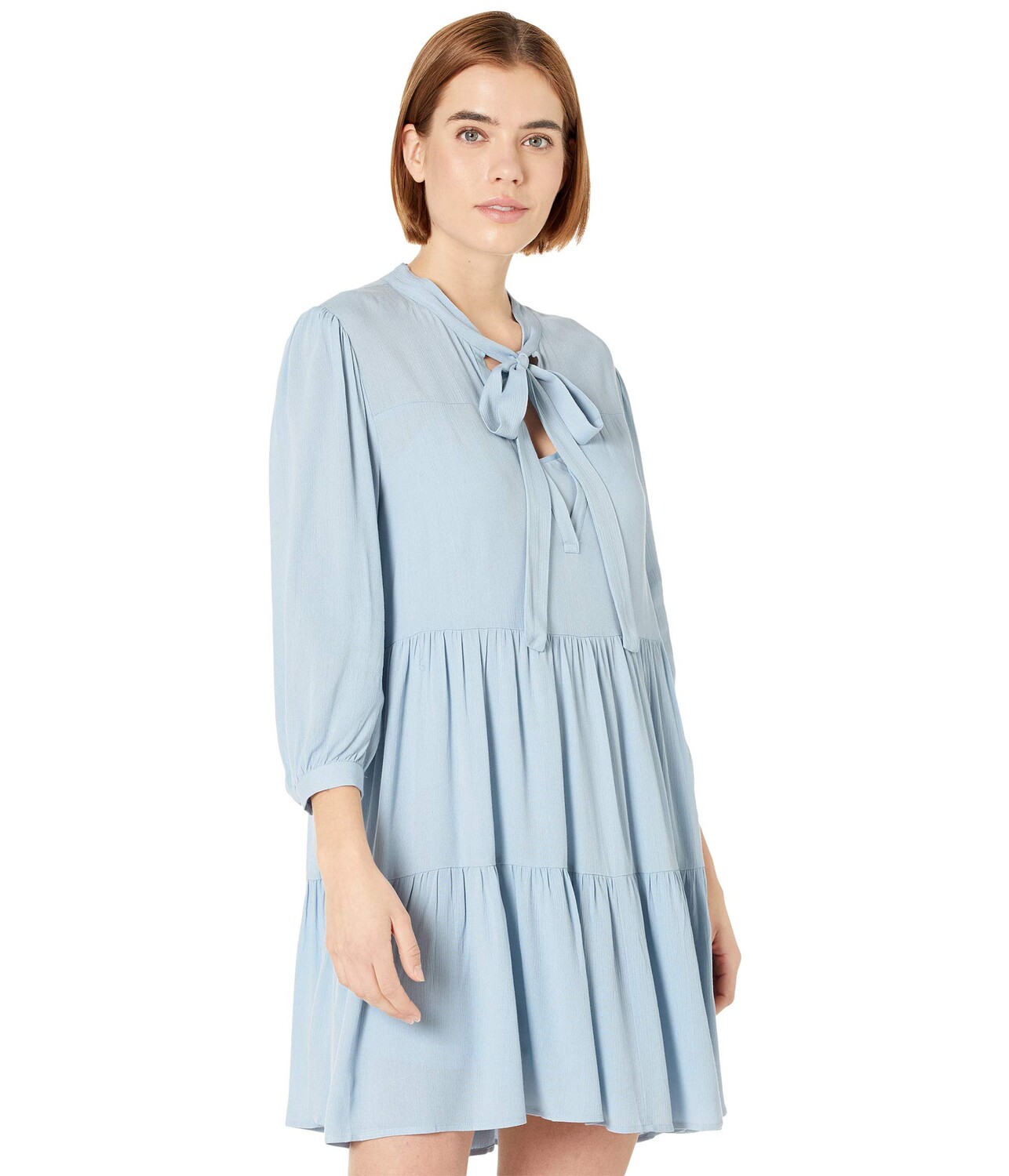 

Платье WAYF, Logan Tie Neck Tiered Mini Dress