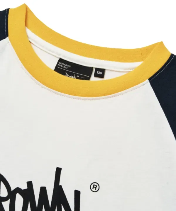 Футболка с цветными рукавами Kids raglan color block tee Brownbreath Kids, navy — фото 4