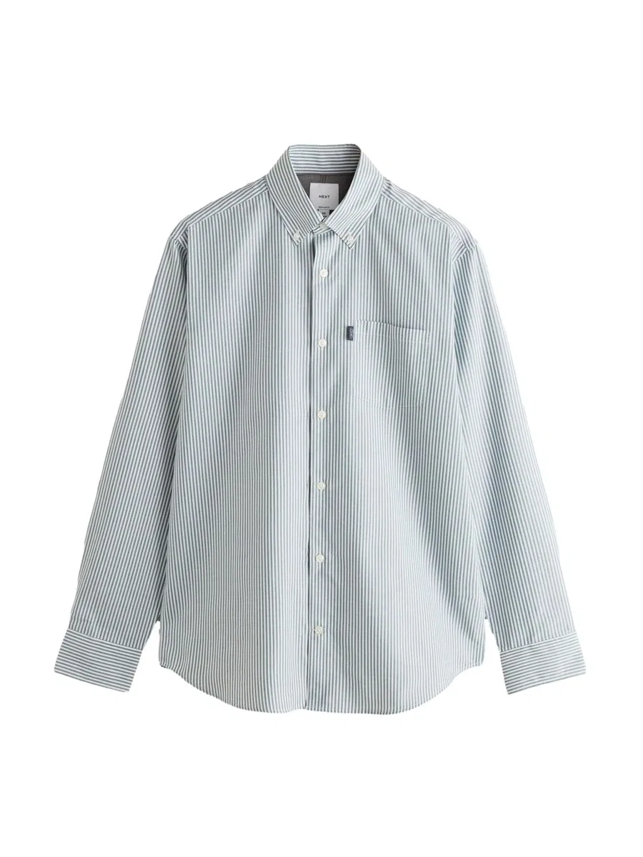 Рубашка Next Regular fit Button Up Shirt 'Easy Iron' изумрудного и белого цвета