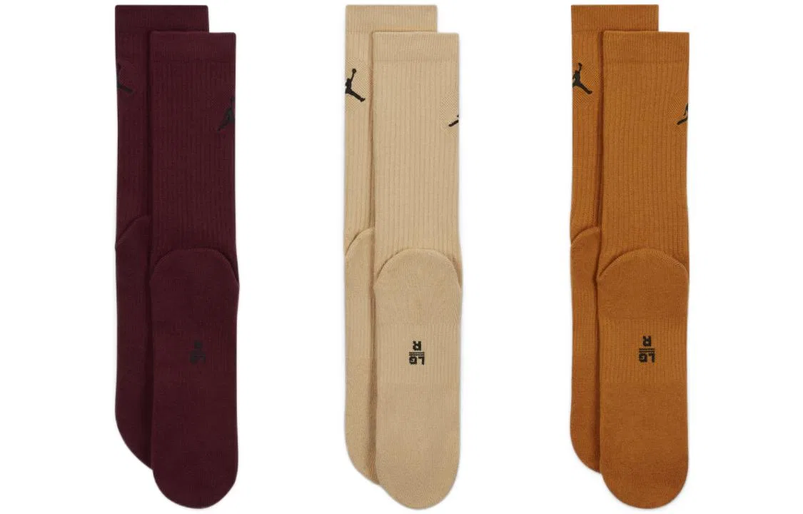 Мужские носки до колена, набор из 3 пар, Jordan, Cherrywood Red/Sesame Brown/Spicy Yellow — фото 3