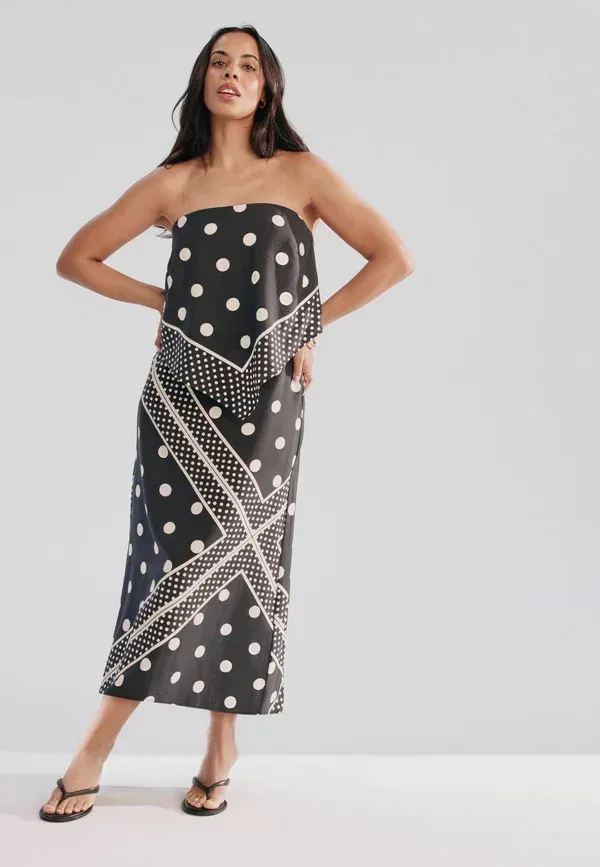 Платье миди с горошком Regular fit Next, monochrome polka dot — фото 2