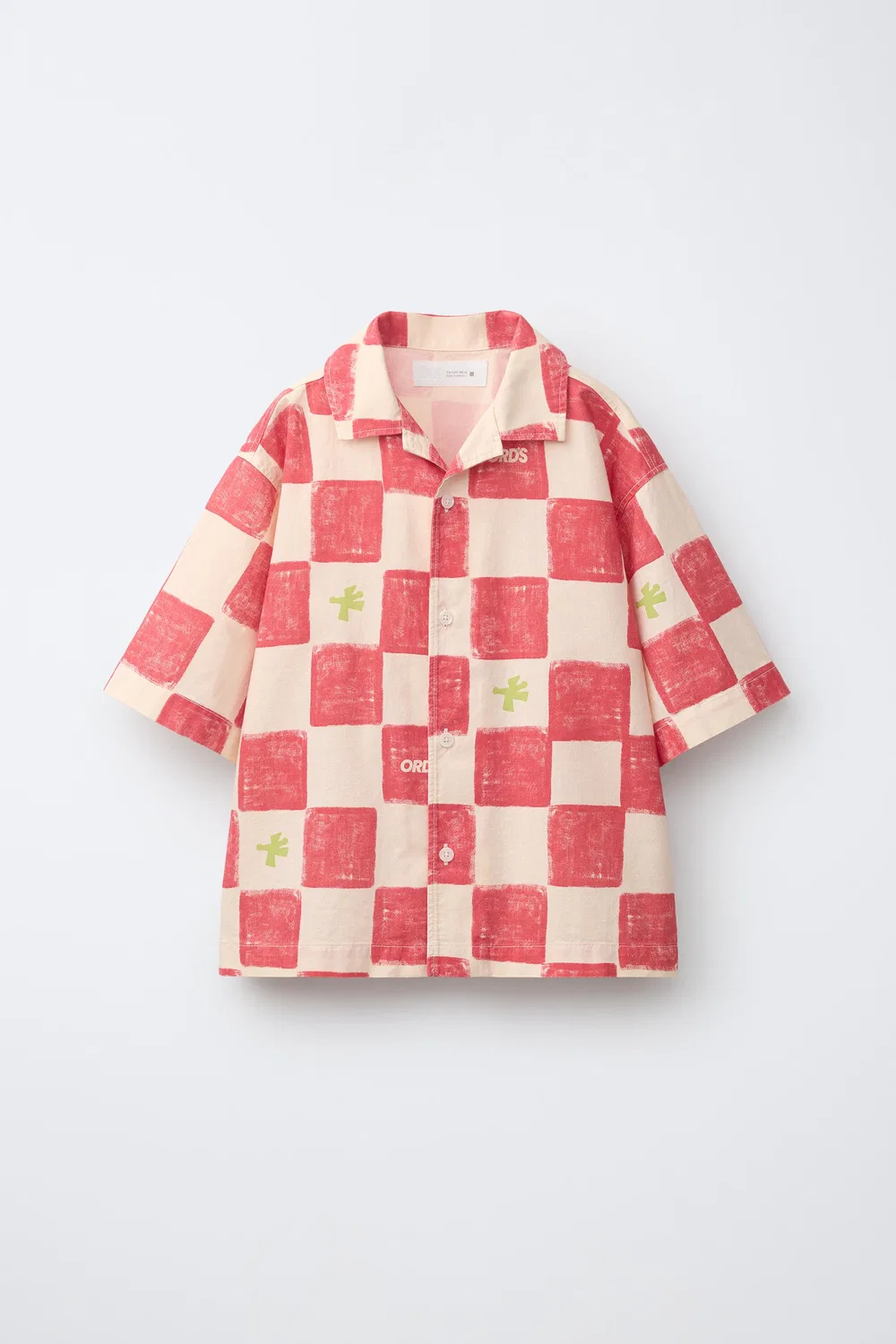 Рубашка в клетку с логотипом ZARA, Red