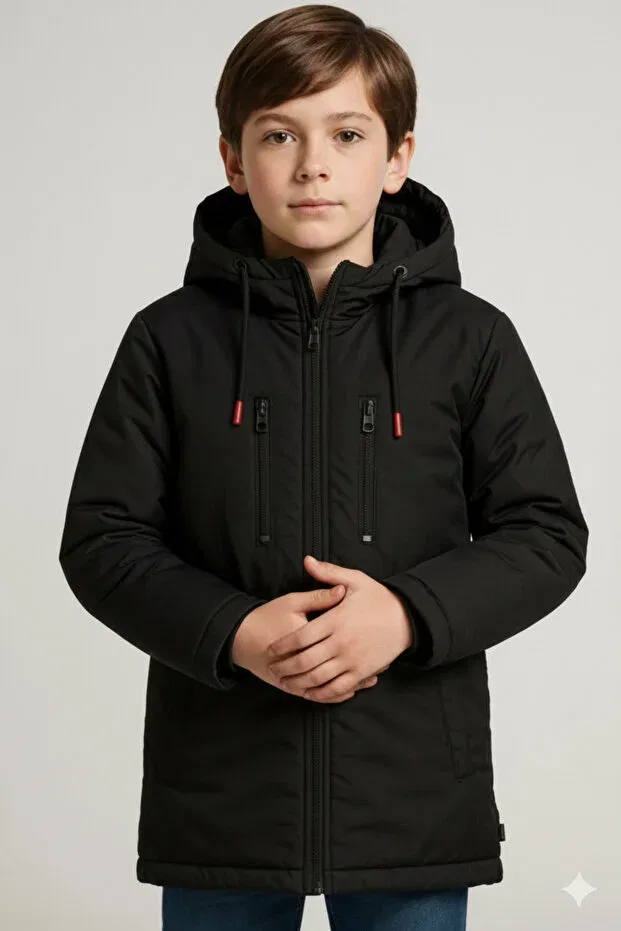 Детское пальто для девочек с капюшоном River Green, Black