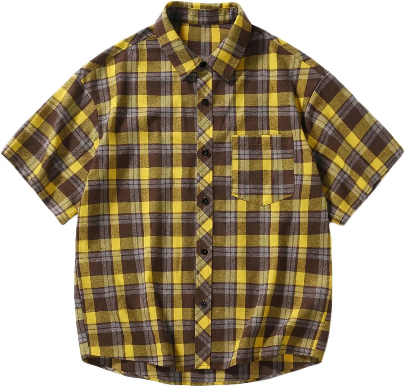 Мужская футболка с принтом в клетку, Cotton, Yellow — фото 2