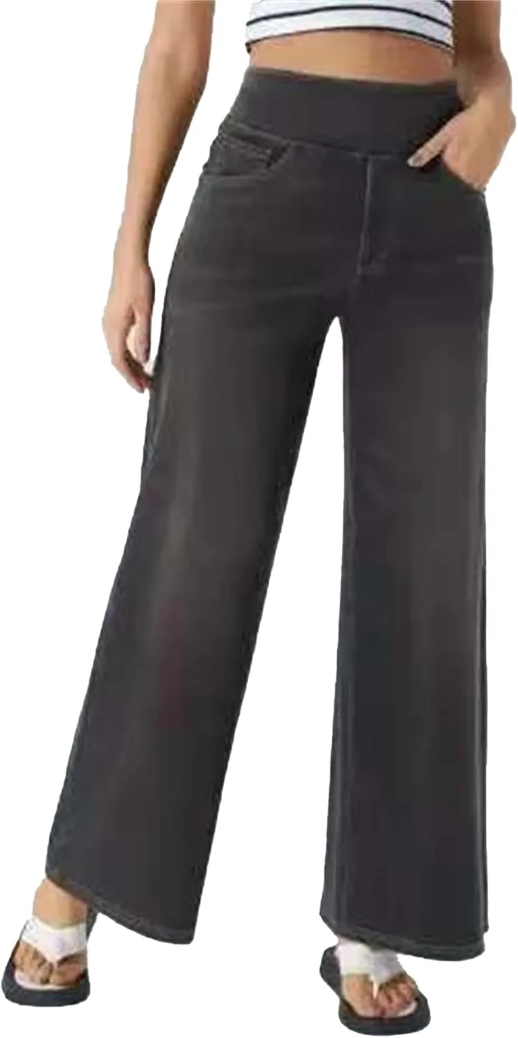 Брюки-джинсы для женщин Baggy, High Waisted, Stretchy, Wide Leg