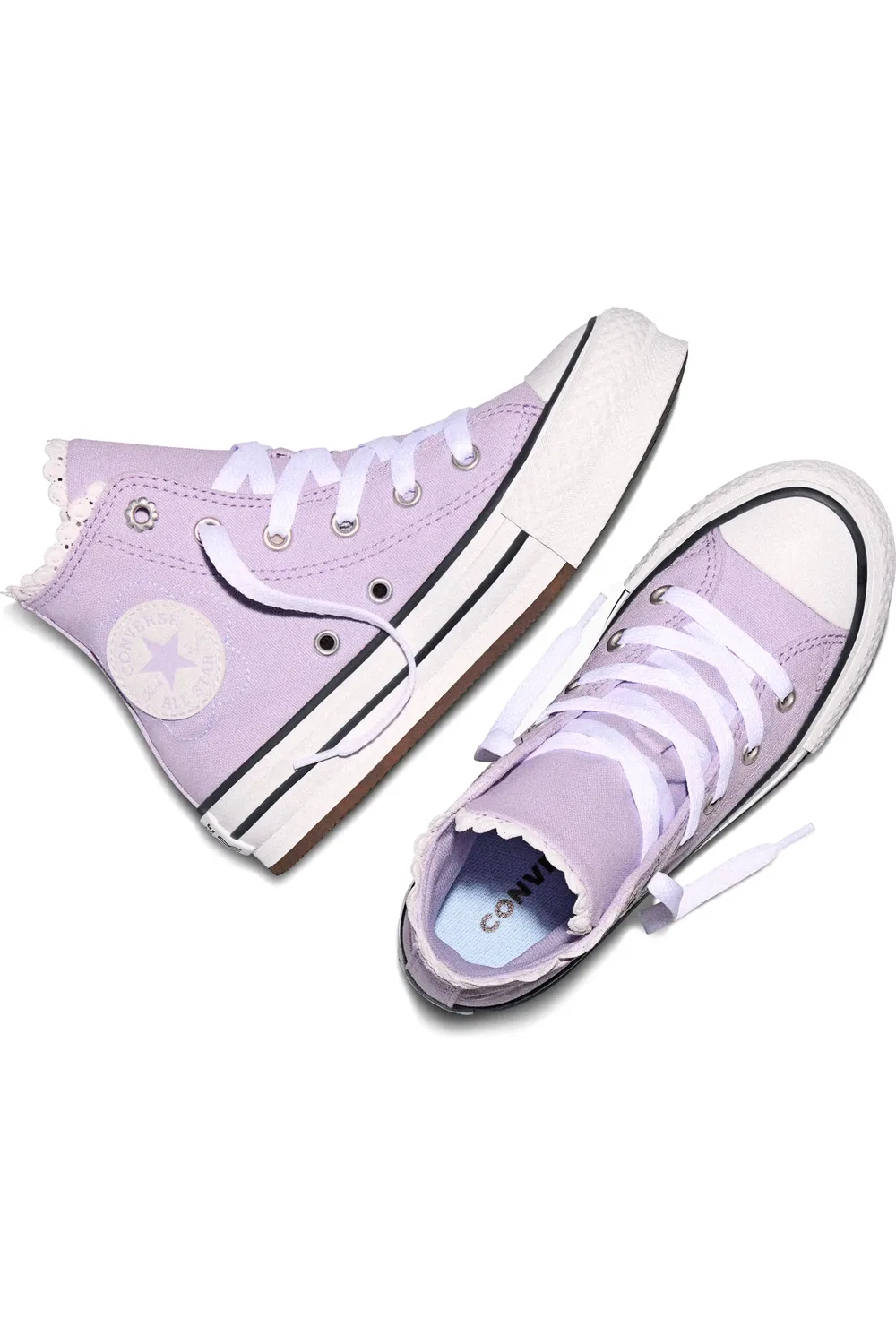 Детские кеды высокие на платформе Chuck Taylor All Star EVA Lift Converse, Lavender Latte/White/Black — фото 4