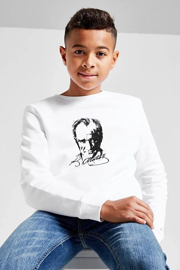 Детское для девочек свитшот с принтом Ataturk printed Qivi, White