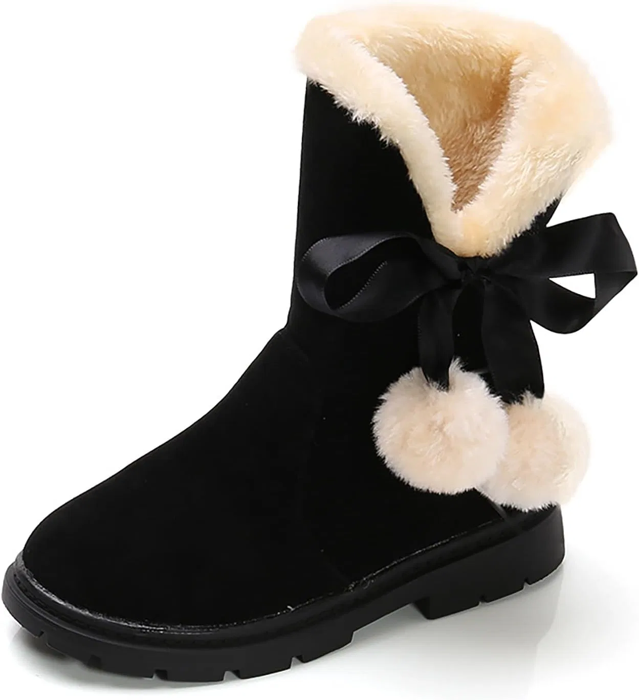 Детские зимние сапоги для девочек с бантом, модель Bowknot, Black — фото 4