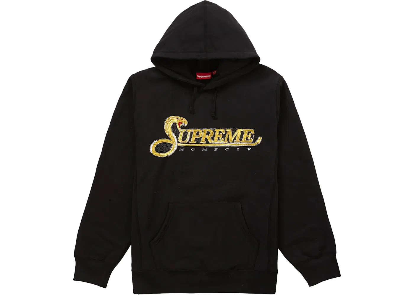Мужской худи с пайетками Supreme Hooded Sweatshirt, Black