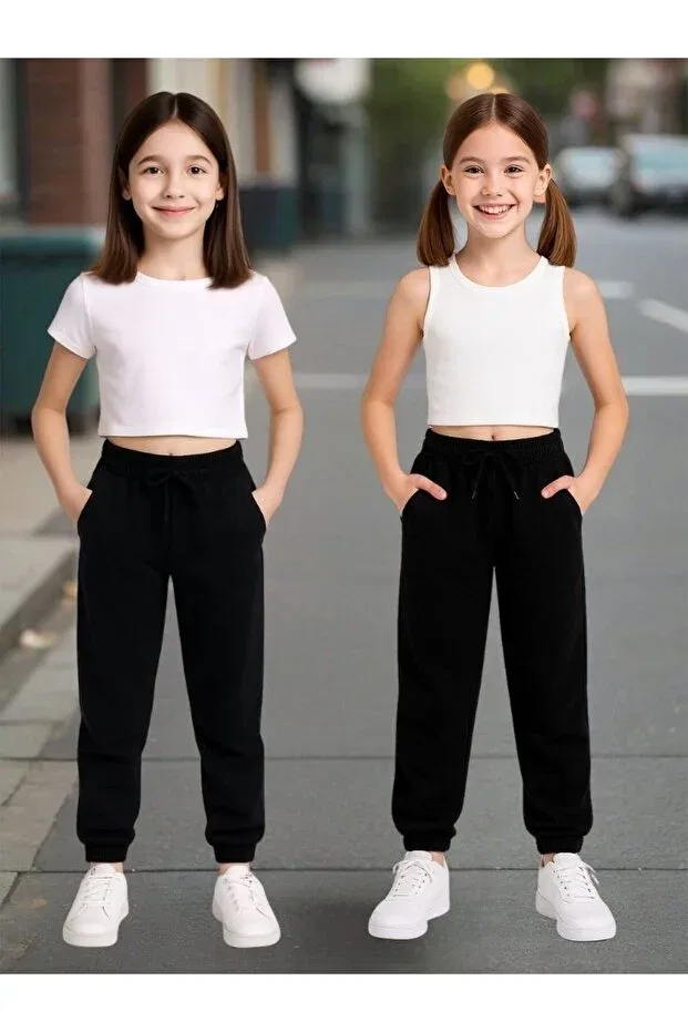 Детские спортивные штаны для девочек 2 шт. Sportswear Cm Buseyiz, Black