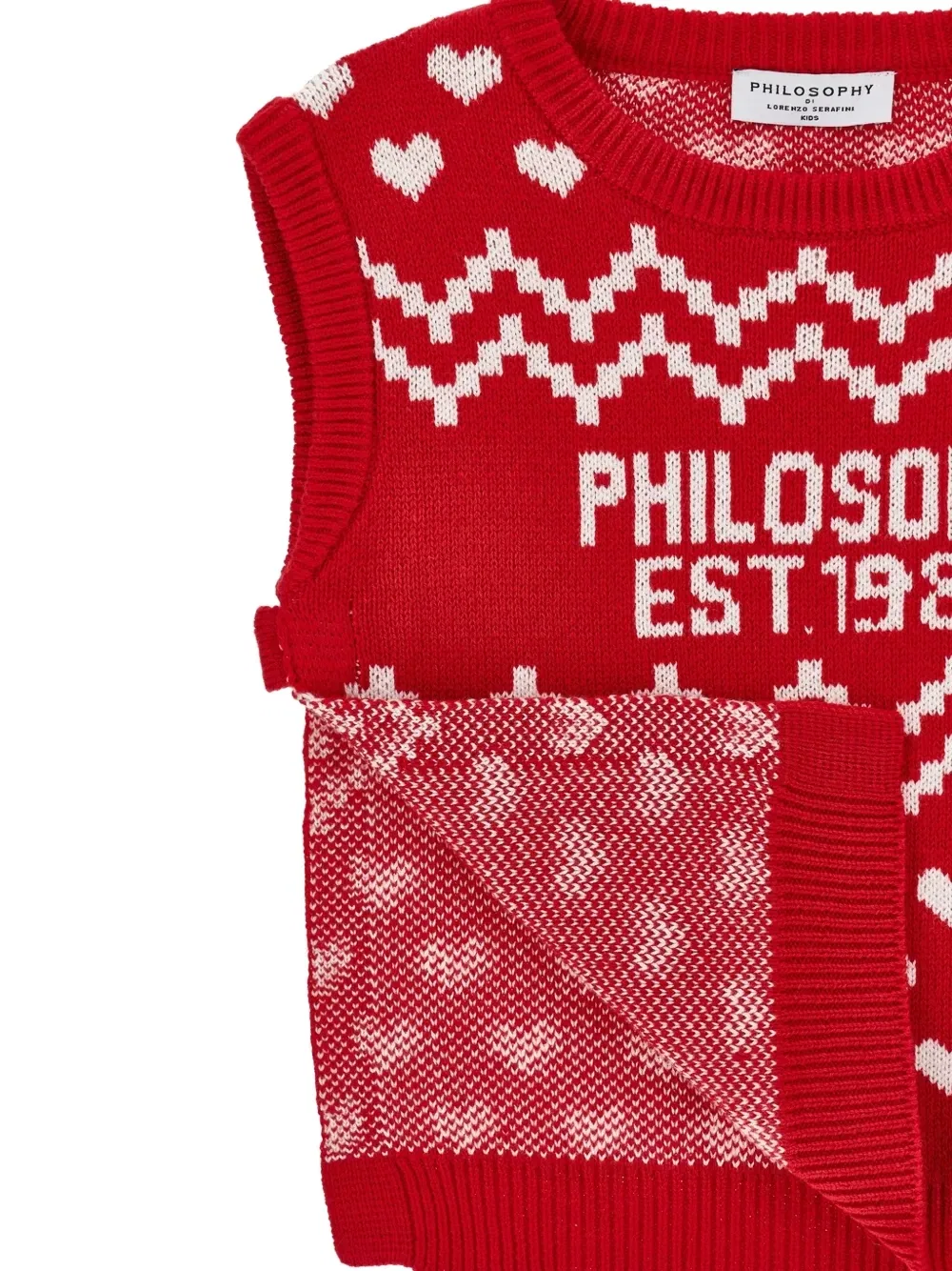 Топ вязки интарсия с узором Philosophy Di Lorenzo Serafini Kids, красный — фото 4