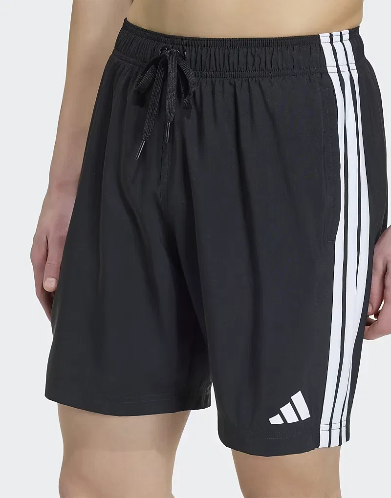 Плавки Adidas Performance с тремя полосками, длина 8 дюймов, черно-белые — фото 3