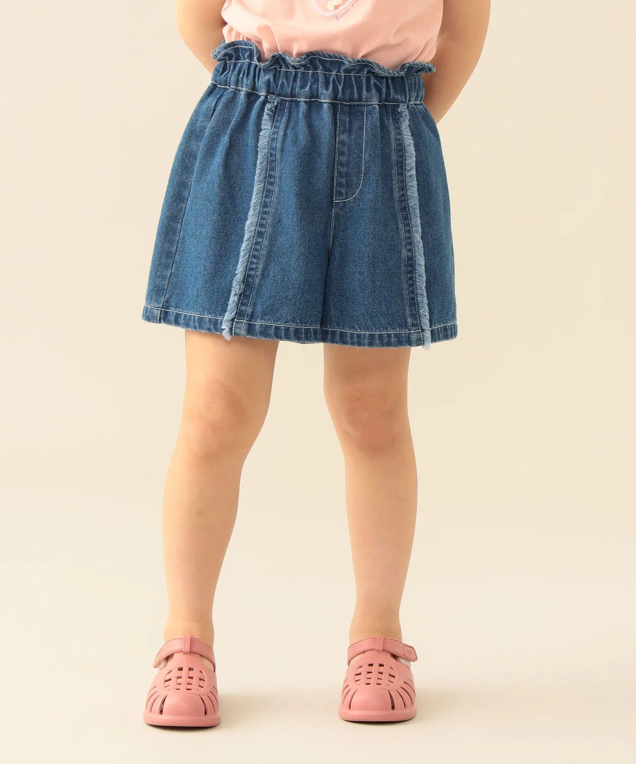 Детские шорты джинсовые с бахромой BEAMS mini, Indigo Blue