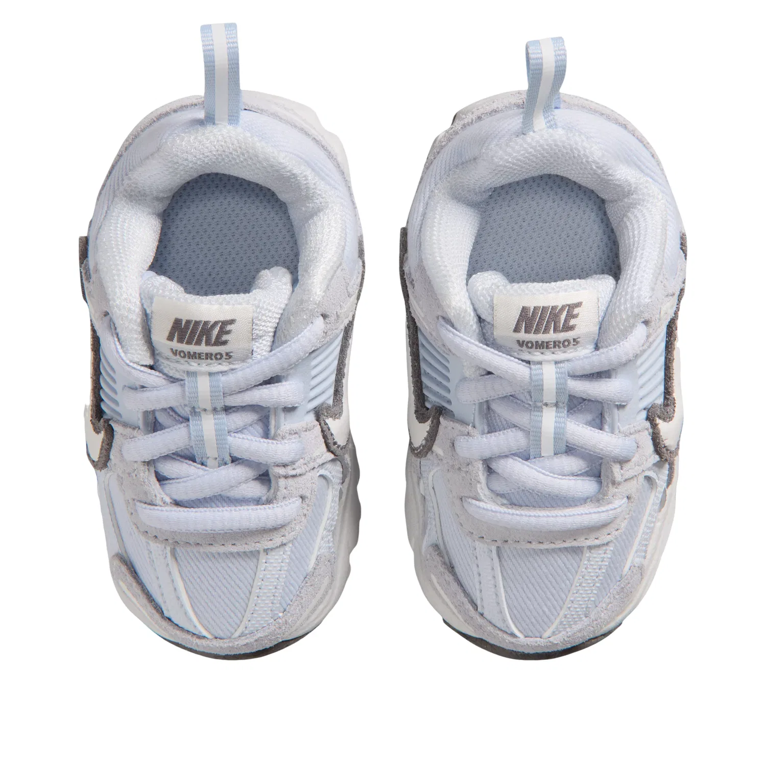 Детские кроссовки для малышей с шнуровкой Nike Air Zoom Vomero 5 Football Grey Pencil Point, синий — фото 4