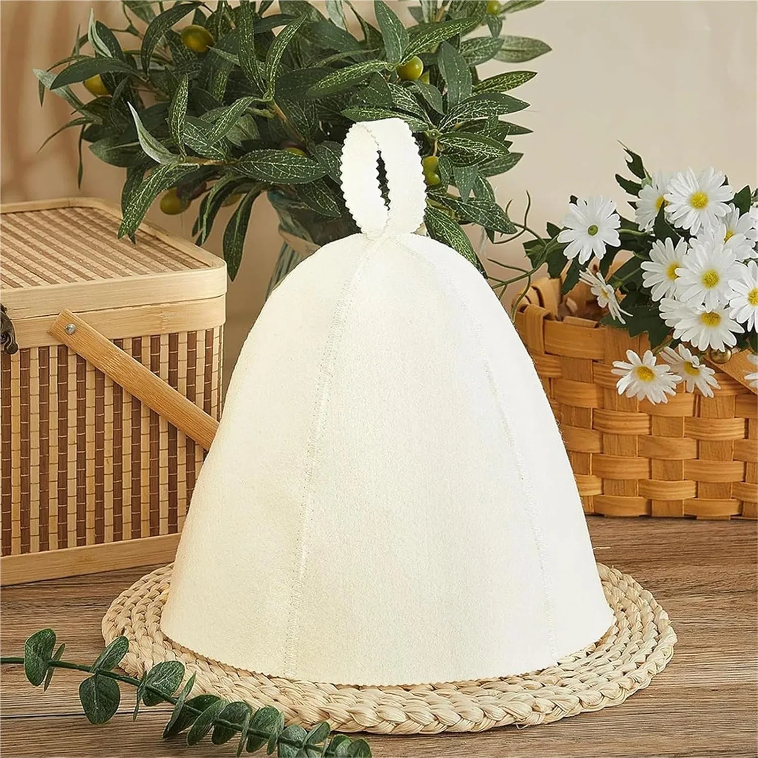 Шапочка для сауны из войлока, ZONSHJDKR, 2 шт., 70x20 см, White — фото 2