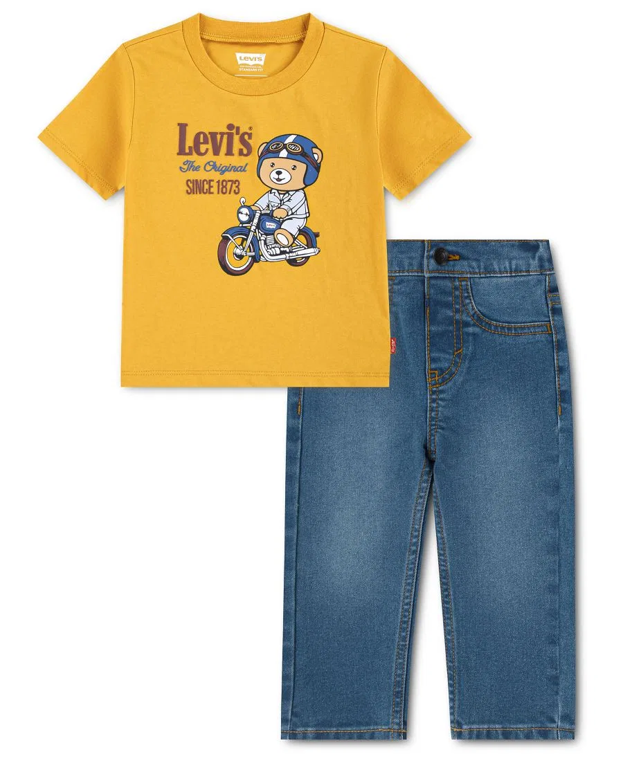 Комплект из футболки и джинсов для мальчика Moto Short-Sleeve Levi's, Golden Spice