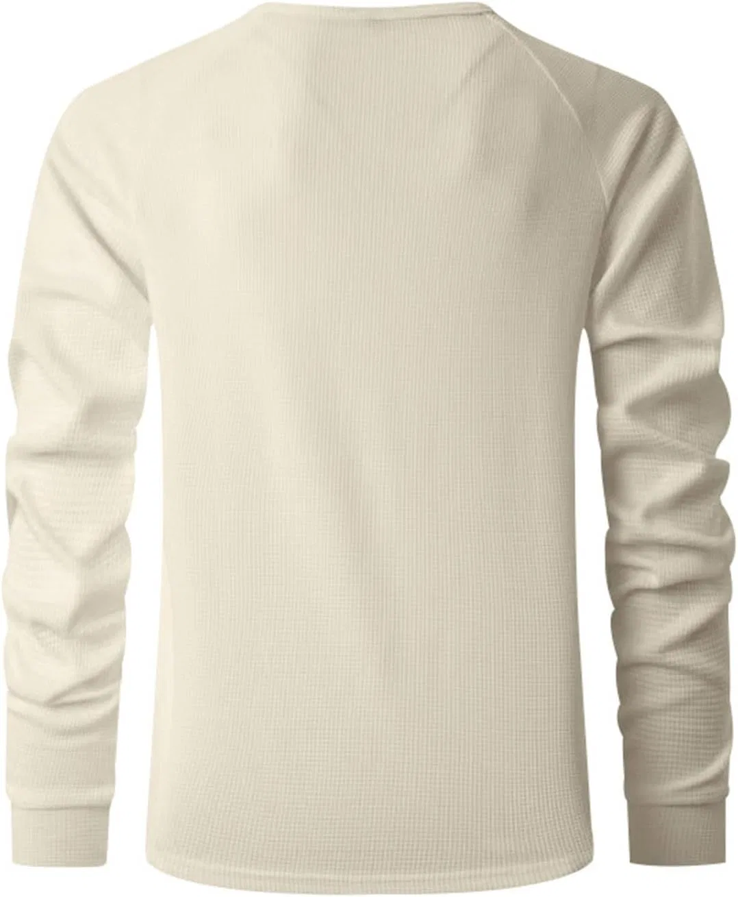 Мужская футболка-поло с вафельным трикотажем Henley, Beige — фото 4