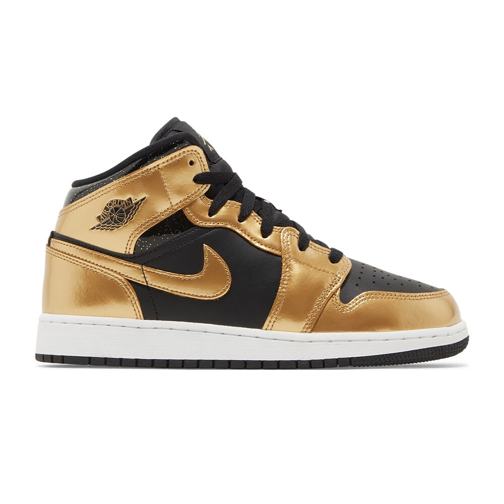 

Кроссовки Nike Air Jordan 1 Mid SE GS, золотой/чёрный, Черный, Кроссовки Nike Air Jordan 1 Mid SE GS, золотой/чёрный