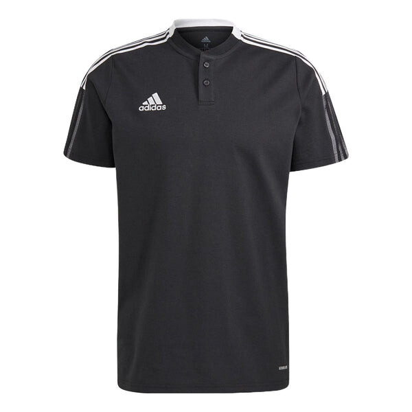 

Футболка Men's adidas Logo Printing Pattern Stripe Lapel Short Sleeve Black Polo Shirt, черный