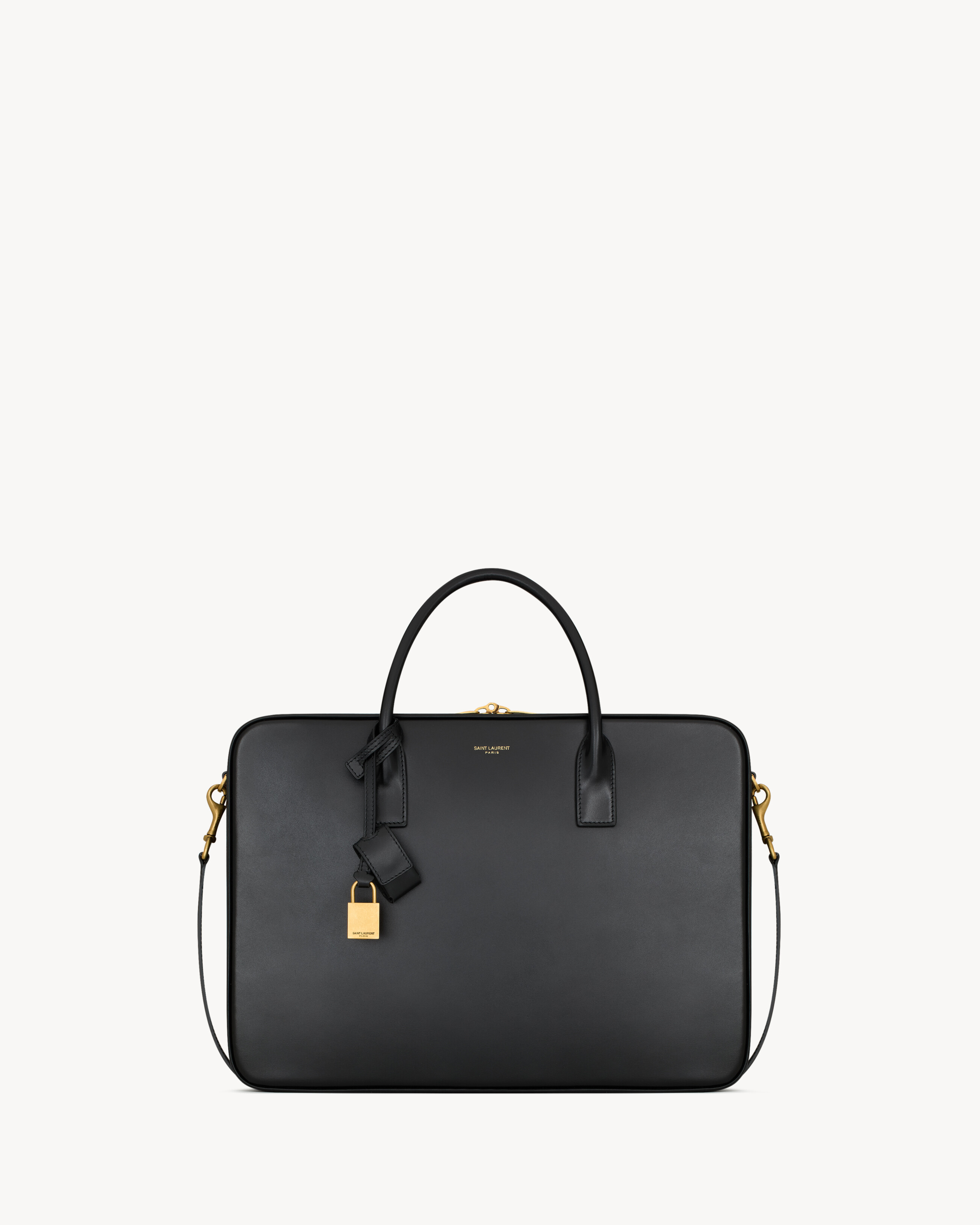 

Большая тонкая баулетто-сумка SAC DE JOUR из гладкой кожи Saint Laurent, черный