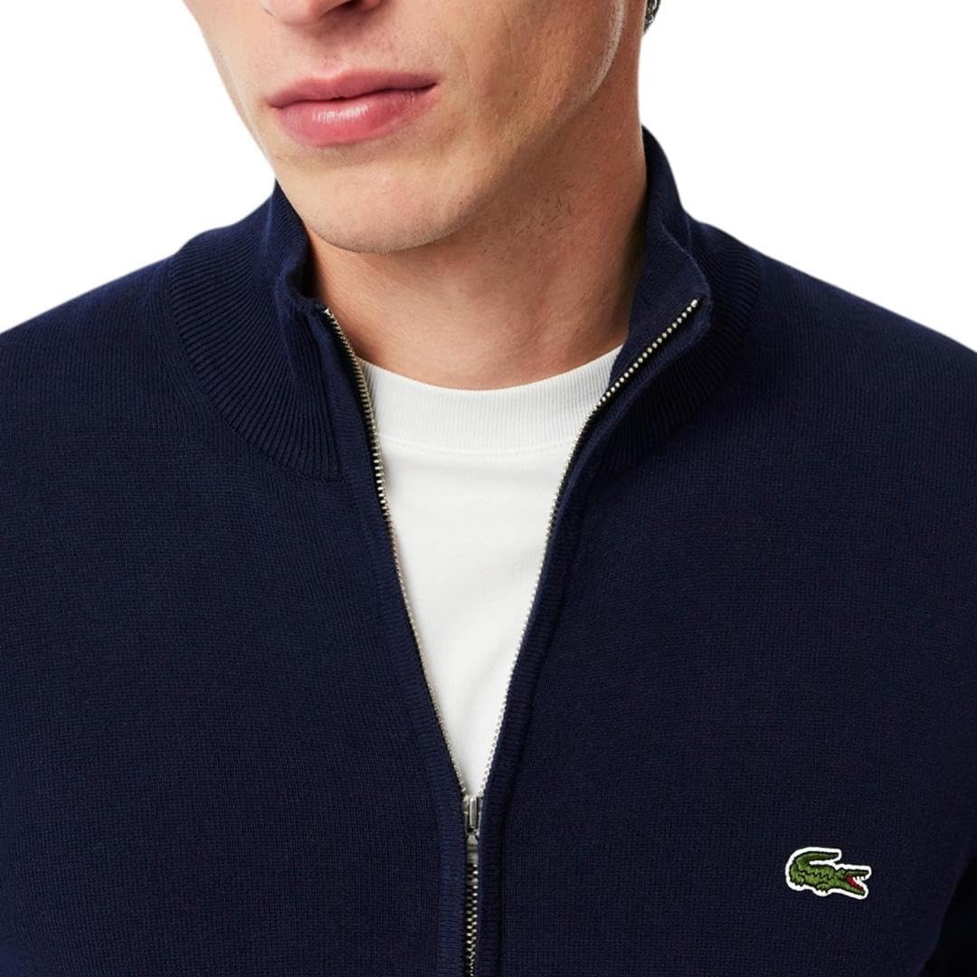 Lacoste мужской свитер из основной коллекции, классический, с длинным рукавом и воротником-водолазкой, Regular Fit, Navy Blue — фото 2