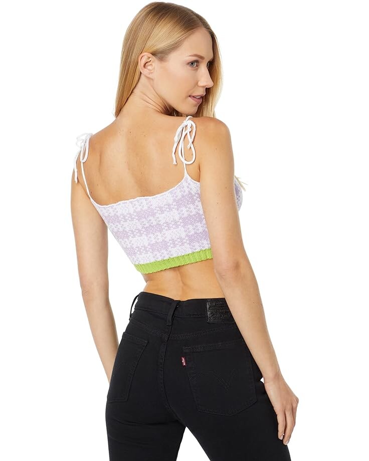 

Свитер KENDALL + KYLIE Gingham Cami, цвет Optic White/Lilac