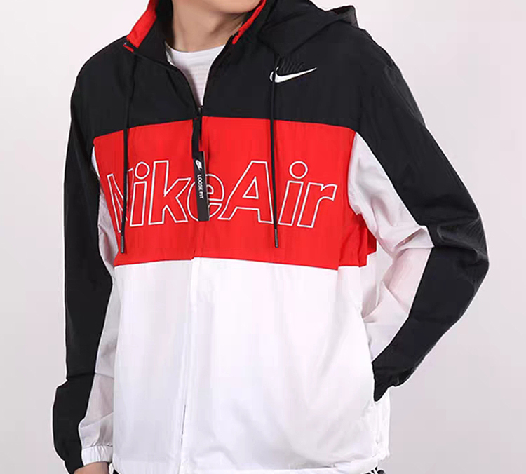Nike Куртка мужская красно-черно-белая в стиле пэчворк, Red Black White Patchwork — фото 4