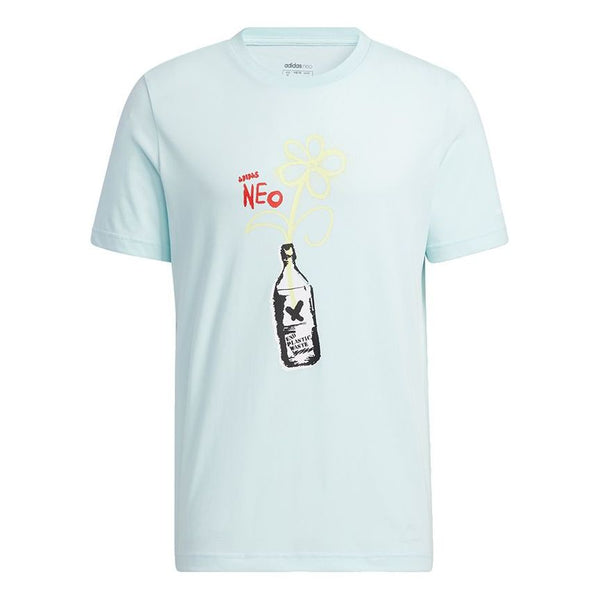 

Футболка neo m july tee 1 cartoon printing sports round neck short sleeve mint green Adidas, зеленый