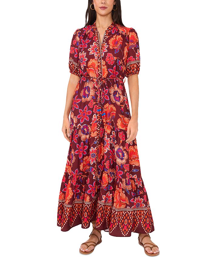 

Многослойное макси-платье с пышными рукавами VINCE CAMUTO, мультиколор