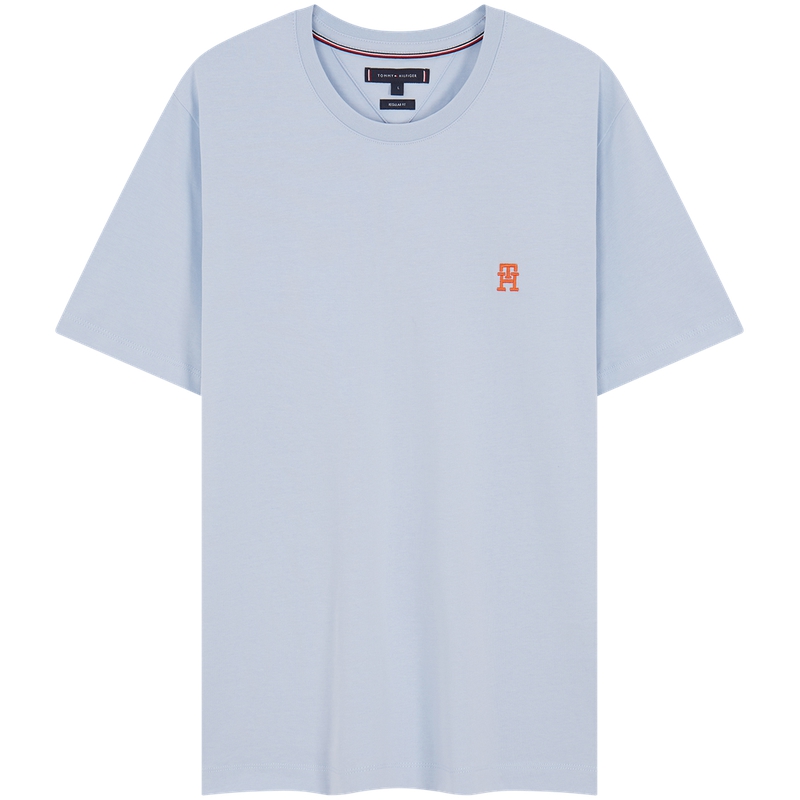 

Футболка с вышитым контрастным логотипом Tommy Hilfiger, светло-голубой, Синий, Футболка с вышитым контрастным логотипом Tommy Hilfiger, светло-голубой