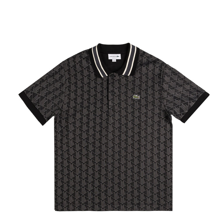 

Рубашка contrast collar monogram polo shirt Lacoste, черный
