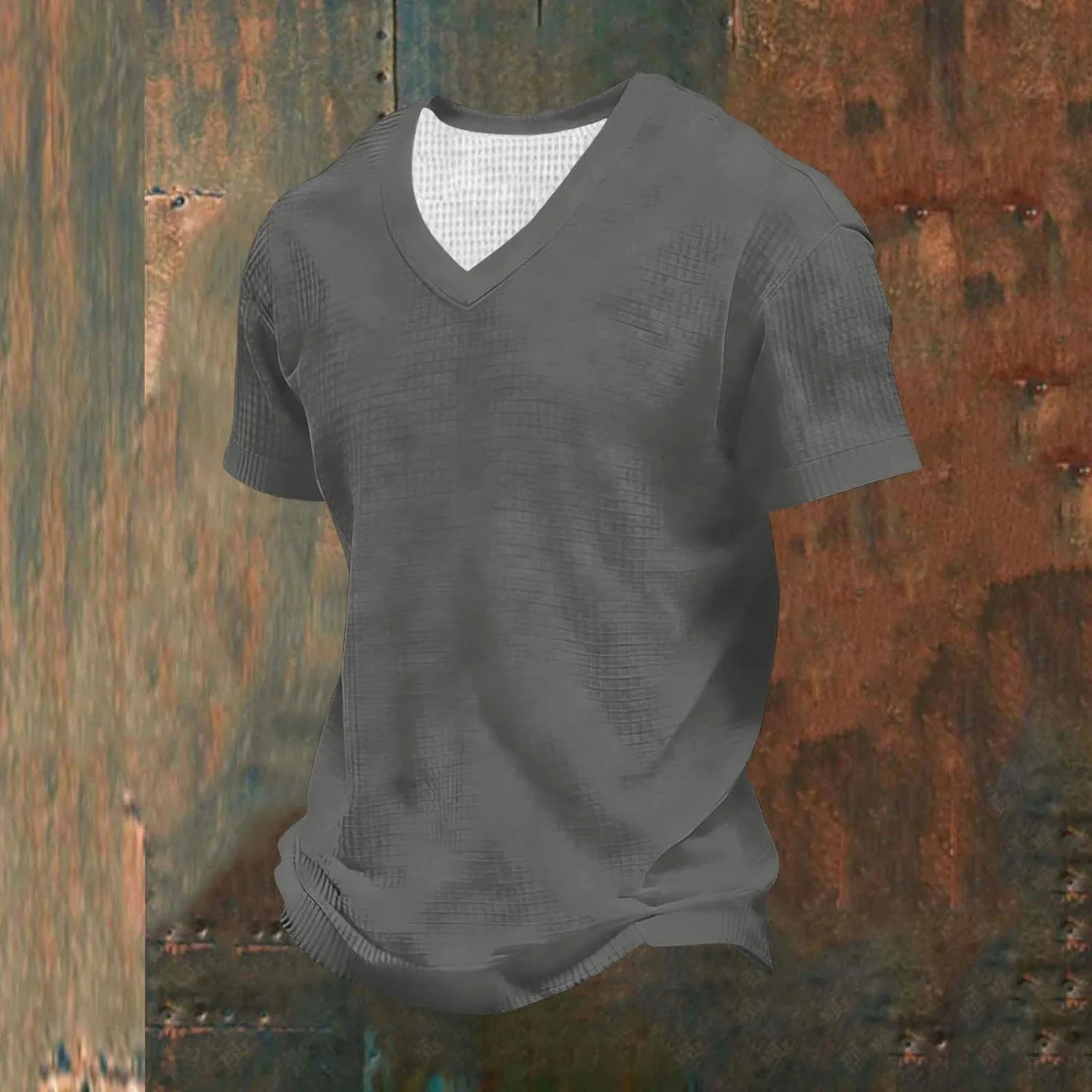 Футболка мужская с V-образным вырезом, Polyester, Dark Gray — фото 3