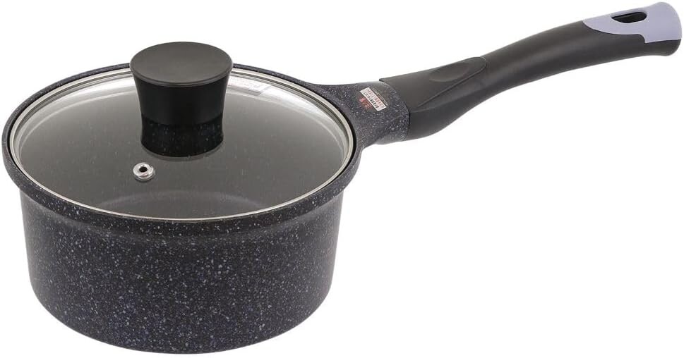 

ND-3511 Кастрюля Easy Light Neo с одной ручкой, 6,3 дюйма (16 см), для газового пожаротушения, мрамора с алмазным покрытием Bestco, Marble