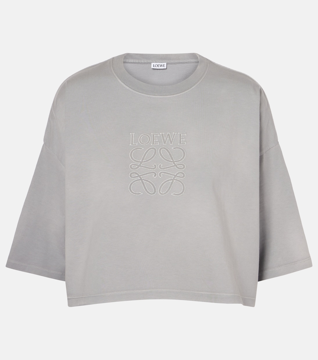 

Обрезанная хлопковая футболка из джерси Loewe, Light Grey