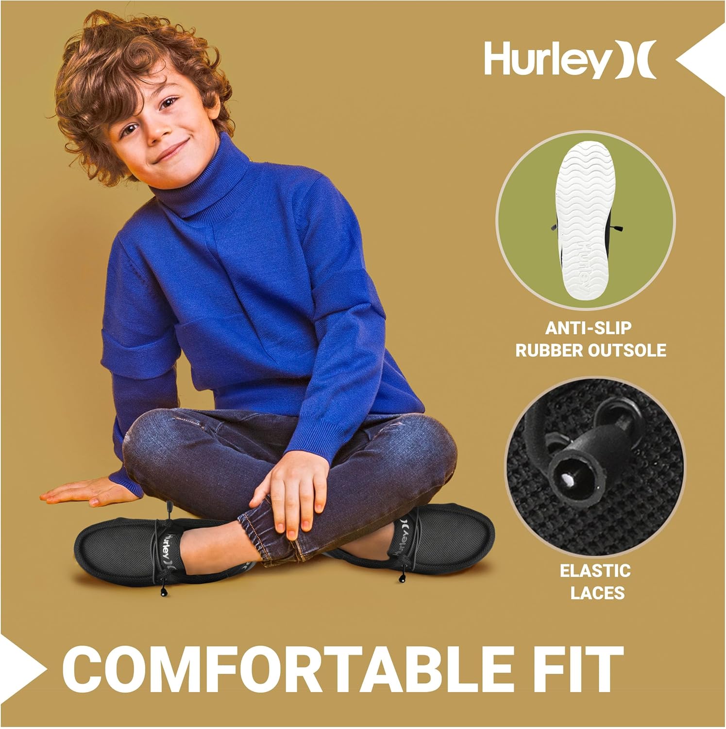 Детские кроссовки Hurley с эластичными шнурками, белый/черный — фото 2