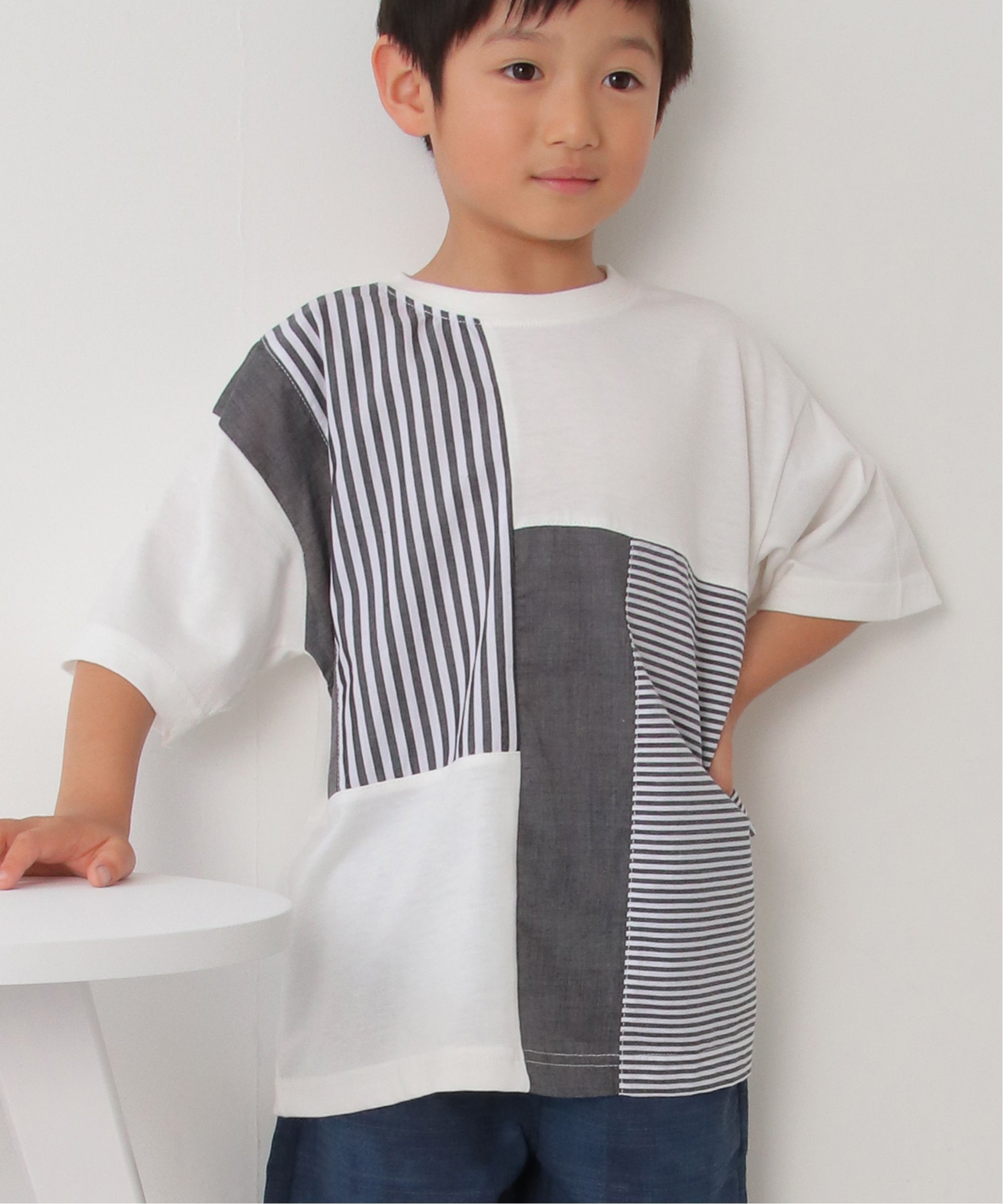 Футболка в полоску (120–160 см) Ikka, off white