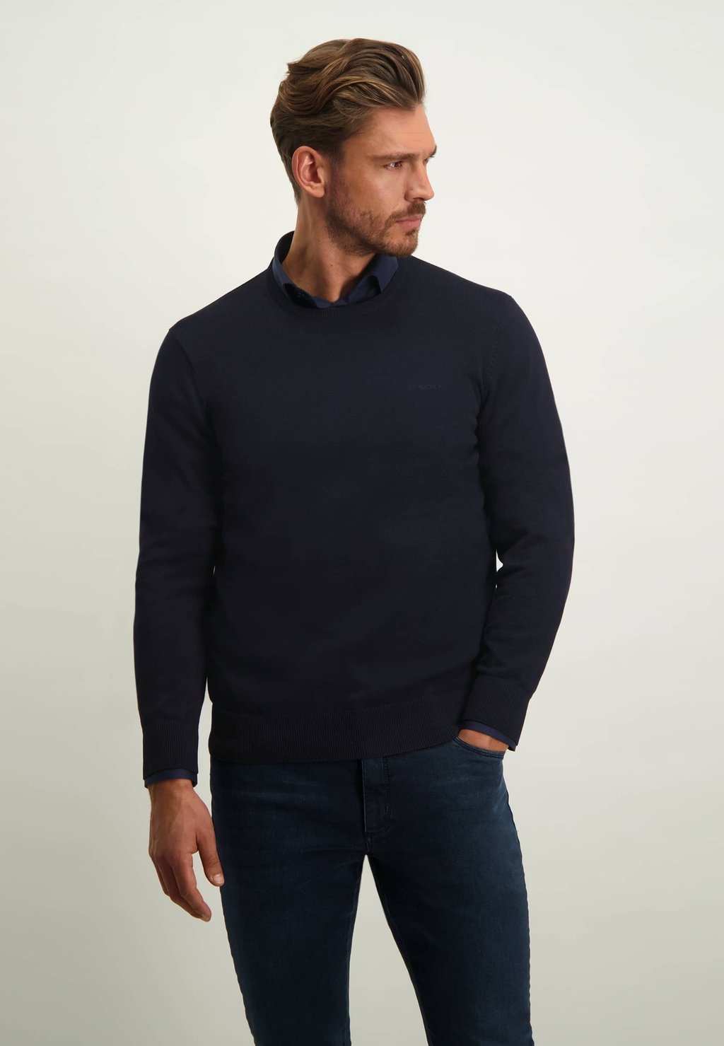 

Джемпер ESSENTIALS WITH ROUND NECK State of Art, темно-синий