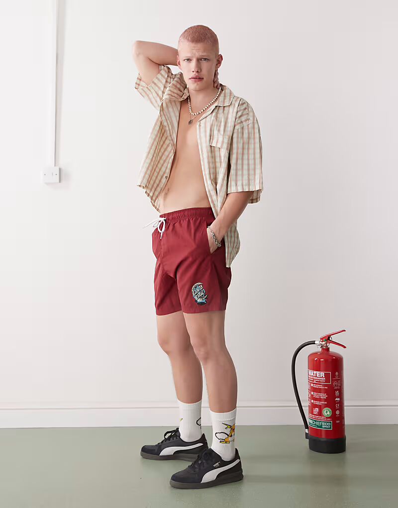 

Красные плавки-шорты с полумесяцем и графическим логотипом Santa Cruz